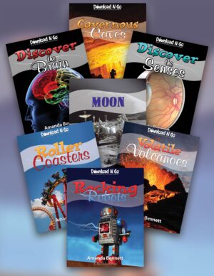 This science Download N Go® set will have your child learning about robots, roller coasters, volcanoes, the moon, the human body and even exploring caves!